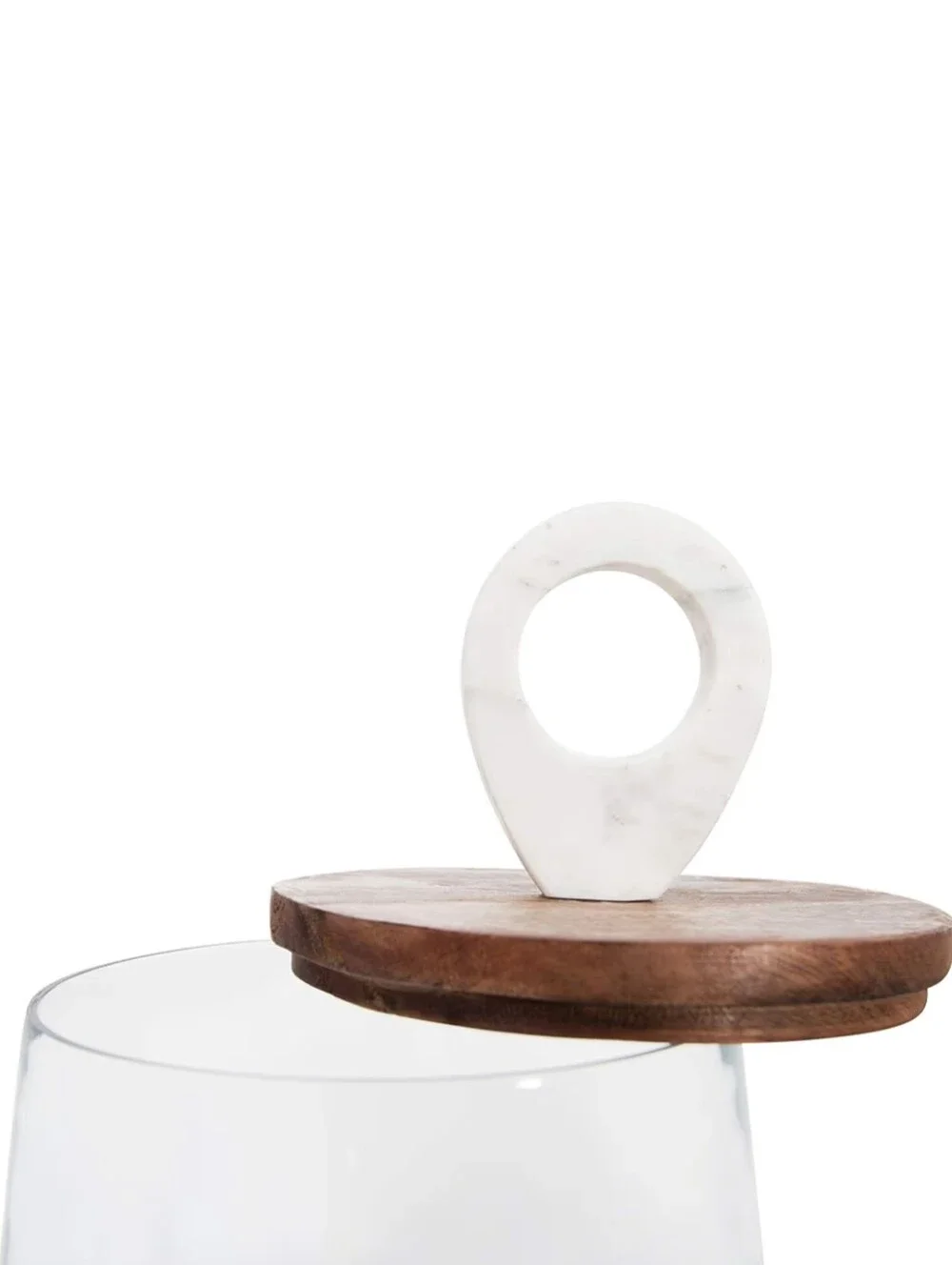 Bloomingville NWT 3 Liter Glass Jar With Mango Wood Lid & Marble Knob 15